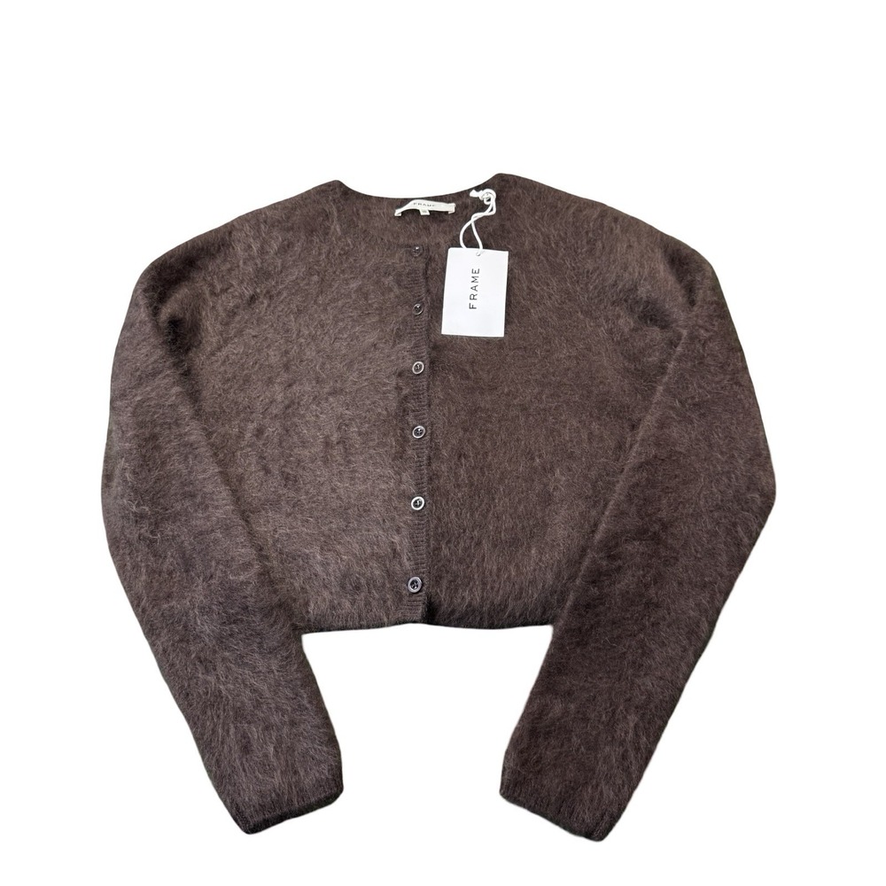 FRAME Brown Pure Cashmere Teddy Cardigan Sweater Womens XS NWT WF25KSW046